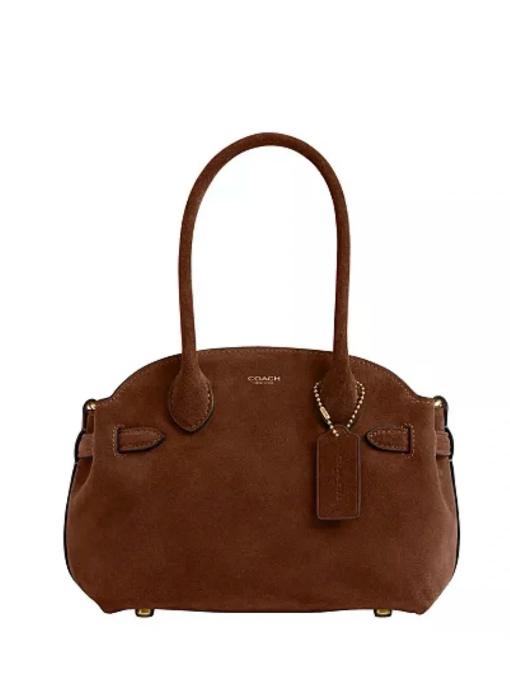 Coach Brown Suede Shoulder Bag with Top Handles